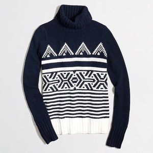 NWT J. Crew Graphic Fair Isle Turtleneck Sweater